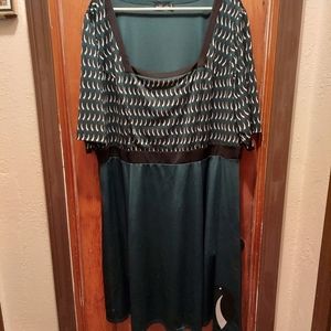 3X Teal Isabel & Alice Penguin Print Dress